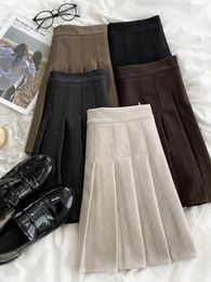 Skirts Autumn Winter A-line Thick Short SWEATER Skirt Women Good Quality Cute Pleated Mini Female Elegant Knit