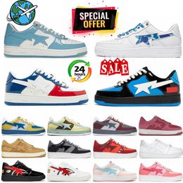 SK8 Designer Sta Casual Shoes Low Top Men and women Red Blue Camouflage Skateboarding Sports Bapely Sneakers Outdoor Shoes Waterproof leather Size 36-45 with box