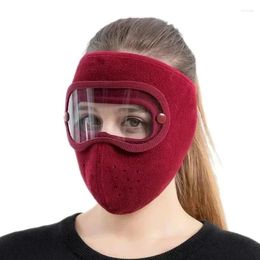 Motorcycle Helmets Windproof Face Warm Mask Winter Cap Ski Breathable Masks Fleece Shield Caps With HD Goggles Anti-fog Cycling Hat