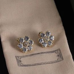 Gold rhinestone stud earrings brand niche earrings fashion earrings designer for women Valentine's Day gift designer Jewellery free postage.