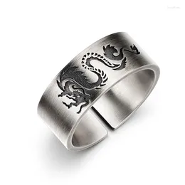 Cluster Rings Exquisite Dragon Ring Men Jewelry Open Retro Domineering For Boyfriend Gift Brushed Surface 8.6MM Width Finger Accessories