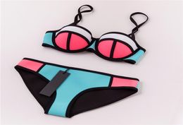 Women Colour Conjoin Neoprene bikini Set Swimwear Swimsuit Bathing Suit Biquini T2005095689827