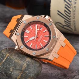 32% OFF watch Watch Luxury Mens P quartz oak hexagon bezel man lady wristwatch Fashion Rubber strap Sports 9009 Modern bracelet