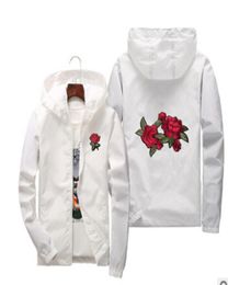Rose Embroidery Jackets Mens Spring Autumn Windbreaker Jacket Thin Women Floral Slim Fit Sports Coats6673669