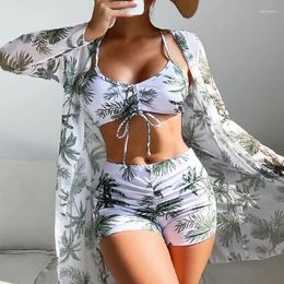 Women's Swimwear Summer Print Swimsuits Tankini Sets Female Push Up For Beach Wear Three-Piece Bathing Suits Pool Swimming Suit