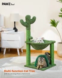 Scratchers H84CM Small Cactus Cat Tree Tower for Indoor Cosy Hammock Scratching Post Self Groomer for Kitty Durable Stable Large Perch Ball