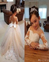 Vestidos Primera Comunion Two Piece Ball Gown Flower Girl Dress Lace Toddler Glitz Pageant Dresses Pretty Kids Prom Gown0983972088