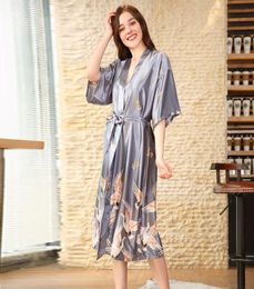 Women Sleepwear Satin Robe Long Kimono Bathrobe Short Sleeve Vneck Nightgown Japanese Style Sleepwear Dress Nightdress Homewear9274786