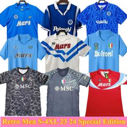 Retro classic Napolis soccer jerseys kit 86 87 88 89 90 91 92 93 MARADONA 1986 1987 1988 1989 1991 Maillots Napoli HAMSIK L.INSIGNE HIGUAIN Retro football shirts