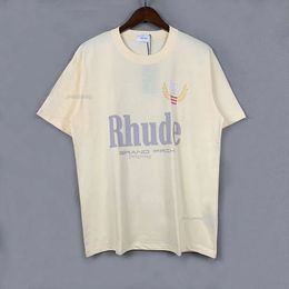 Rhude T-shirt Summer Designer T Shirt Men T Shirts Tops Luxury Letter Print Shirt Mens Women Clothing Short Sleeved S-XXL 763