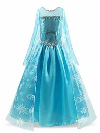 Girls Princess Dress Cosplay Costume Children Kids For Party Sleeveless Blue9129759