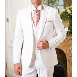 Men's Suits Formal Wedding Groom Tuxedo White For Men 3 Piece Custom Male Fashion Costume Jacket With Pants Vest 2024