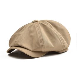 BOTVELA Big Large Newsboy Cap Men's Twill Cotton Eight Panel Hat Women's Baker Boy Caps Khaki Retro Hats Male Boina Bere192Q