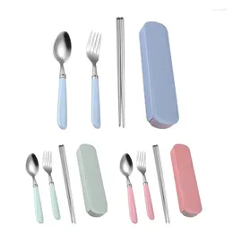 Dinnerware Sets Utensil Set Stainless Steel Cutlery Flatware Knife Fork Spoon Travel With Box Dinner For Family School Kitchen