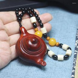 Strand Factory Rhinoceros Horn Rosewood Glossy Handle Pot Hand Pieces Car Hanging Little Teapot Pendant Ornaments