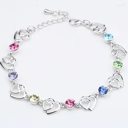 Link Bracelets BN-00055 Crystal Heart Bracelet For Women Accessories Designer Luxury Silver Plated Jewellery Mother's Day Gift Mom