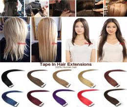 Brazilian Straight tape in Hair Extensions Virgin Hair 20pcs PU skin weft Unprocessed Human Hair Weaves8317328