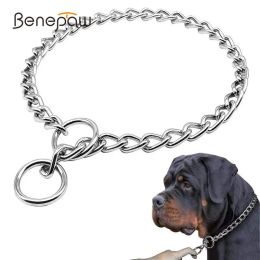 Collars Benepaw Stainless Steel Slip P Pet Dog Chain Comfortable Heavy Duty Training Choke Collar For Dogs Covered With Galvanic Plating