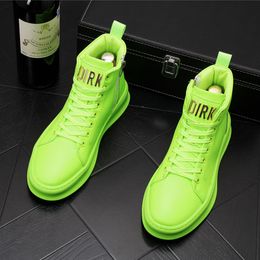 Trendy New Designer Men's Fluorescent Green Yellow Shoes Causal Flats Loafers Moccasins Luxury Punk Rock Sneakers Zapatos Hombre
