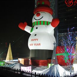8MH (26 ft) med flytande grossistgigant utomhus jul Uppblåsbar snögubbe röd färg Xmas -hattar för semesterdekoration
