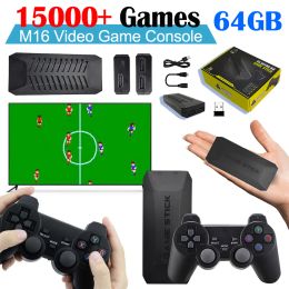 Consoles M16 Retro Video Game Console 2.4G Double Wireless Controller Game Stick 15000+ Games 64GB 4K HDMICompatible 25 Emulators