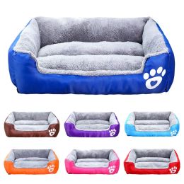 Pens Wa Fleece Pet Dog Bed Mat For Small Medium Large Dogs Paw Printed Cozy Soft Pet House Sofa Cushion Winter Kennel For Cat Puppy