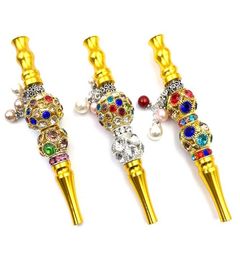 Metal Hookah Mouthpiece Joint Blunt Holder Smoking Mouth Tips for Shisha Sheesha Narghile with BlingBling Jewellery Pendant Drip7185689