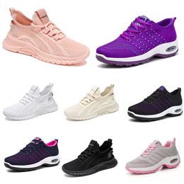 2024 New men women shoes Hiking Running flat Shoes soft sole fashion purple white black comfortable sports Color blocking Q84 GAI