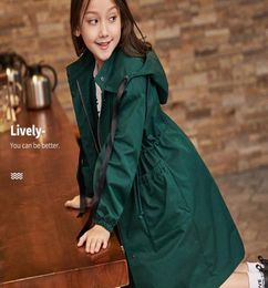Coat Fashion 2021 Trench Coats Teenage Girls Hooded Long Autumn Jackets Clothing For Kids Green Orange Children Outerwear Tops13824986