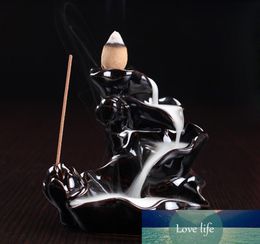 Smoke Backflow Incense Burner Ceramic Incense Sticks Holder Cone Incense Base Buddhist Ornaments Dualpurpose Lotus Censer2532112