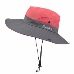 Custom Logo Unisex Fishing Hat Designers Women Men Sun UV Protection Outdoor Fishing Cap Lady Large Wide Brim Breathable Sunshade Casual Fishing Hats