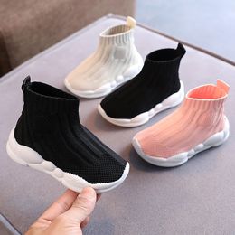 Kids Sock Shoes Knitted Fashion High Top Sneakers for Boys Girls Casual Sport Sock Sneakers 26 Years Children Tennis Shoes 240220