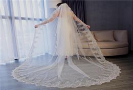 One Layer 33 Meters Luxury wedding veil WhiteIvory Cathedral bridal veils Customize New Appliques Edge Wedding Party Veil With C4736472