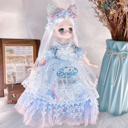 1/6 BJD Doll Comic Face 3D Simulation Eyes Multiple Movable Joint Dolls and Clothing Fashion Princess Dress Set Toy for Girls 240219