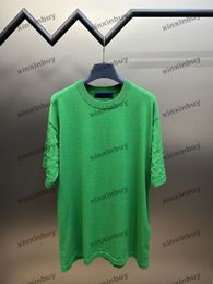 xinxinbuy Men designer Tee t shirt 2024 Woolen Letter jacquard sleeves paris pattern short sleeve cotton women blue black red XS-L