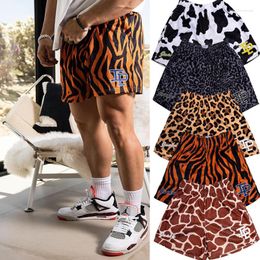 Men's Shorts Double Mesh Summer Sports Casual Print Classic Men Clothing Gym Y2K Oversize Basketball Running