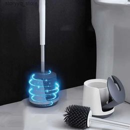 Cleaning Brushes Automatic Opening and Closing Silicone Toilet Brush Without Dead Corners Cleaning Household Bathroom Accessories Wc AccessoriesL240304