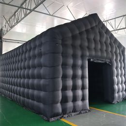 10x10x4.2mH (33x33x14ft) wholesale Oxford Black Party Inflatable Nightclub Tent With Lights Hole Big Inflatable Cube Night Club Booth For Disco Wedding