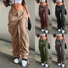 Women's Jeans Womens Jeans Women High Waist Baggy Cargo Pants Jogger Pocket Loose Fit Straight Wide Leg Trouser 240304