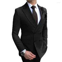 Men's Suits 2024 Red 2 Pieces Wedding Tuxedos Party Wear Double Breasted Groom Slim Fit White Peaked Lapel Man Blazer