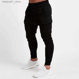 Men's Pants Mens Sports Gym Slim Fitness Jogging Pants Casual Pencil Pants Pure Cotton Fitness Fashion Male Skinny Foot Workout Sweatpants Q240305