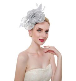 Headpieces 16 Colour Women Large Ruffles Flower Fascinator Hat Vintage Solid Multi Feather Tea Party Duckbill Hair Clip4304617