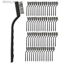 Cleaning Brushes 60 Pieces Mini Wire Brush Stainless Steel Brush Small Brush For Cleaning Weld Slag And Rust Tools Black 6.7 InchL240304