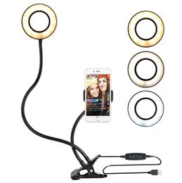 Selling Selfie Ring Light with Cell Phone Holder for Live Stream and Makeup LED Camera Light With Long Arms for iPhone Andro9565586