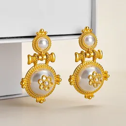 Dangle Earrings Retro Exquisite Gold Color Baroque Pearl Temperament Fashion Women Sisters Birthday Party Jewelry Gifts 2024