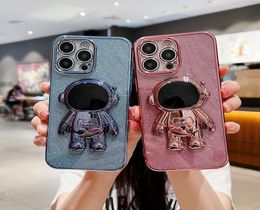 Flash Phone Cases Glitter Plating Astronaut Stand Phone Case For iPhone 14 13 12 Mini 11 Pro Max X XR XS Lens Protector On 6S 7 8 3873744