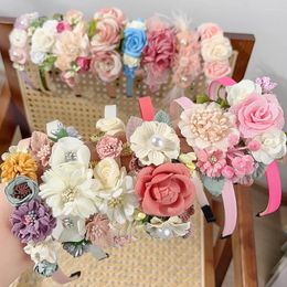 Hair Accessories 1pcs Kids Artificial Flower Hairband Crown Headband Baby Girls Sweet Floral Hoop Party Headwear Gifts