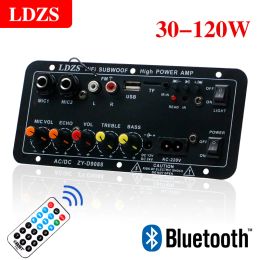 Speakers LDZS Bluetooth Audio Amplifier Board 120W Subwoofer Dual Microphone AMP Module for 4 ohms 812 inch Speaker 12/24V 110/220V