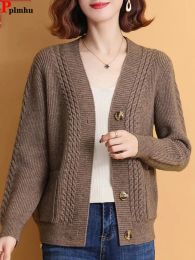 Cardigans Casual Knitted Cardigan Slim Single Breasted Sweater New Korean Woman Knitwear Tops Sueter Coat Elegant Spring Malhas Abrigos