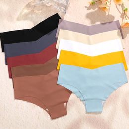 Women's Panties 1PC Women Seamless Briefs Sexy V-Waist Underwear 10 Solid Colours Ice Silk No Trace Female Breathable Intimates Lingerie